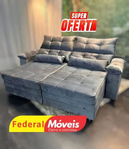 Sofá Retrátil e Reclinável 2,00m Veludo Confortável - Mega Promoção 