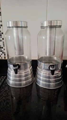 Suqueiras de Vidro com Base em Alumínio - 2 Unidades