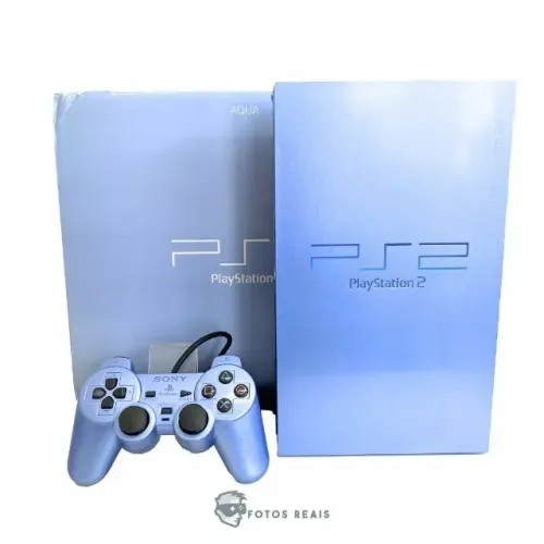 CONSOLE PLAYSTATION 2 AQUA BLUE SCPH-50000 (JPN) (1) NA CAIXA SEMINOVO - SONY