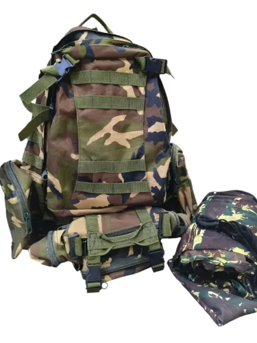 kit mochila camping com pochete removível e rede de camping solteiro