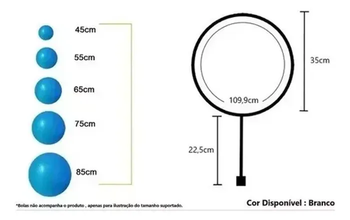 SUPORTE PARA BOLA DE SUIÇA PILATES FISIOTERAPIA BOBATH