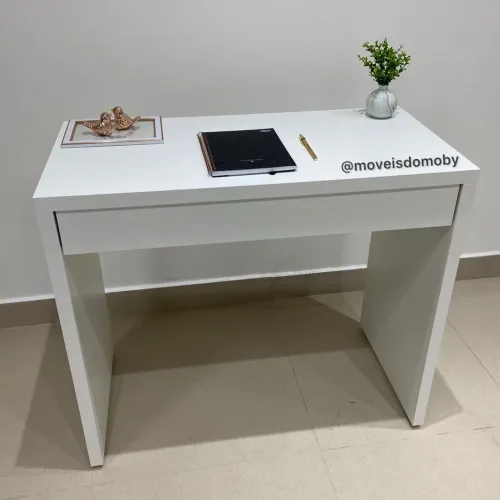 Mesa de Escritório Branca com Gaveta mdf
