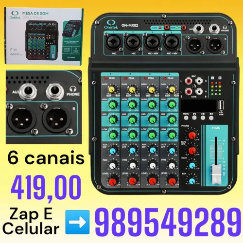 Mesa de som 6 canais Onistek Bluetooth