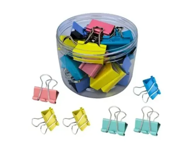 Kit 40 Clips Binder 19mm | Cores Sortidas | Organize Papéis | Oferta SP