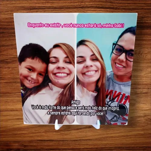 Quadro azulejo Personalizado com Fotos e Mensagem