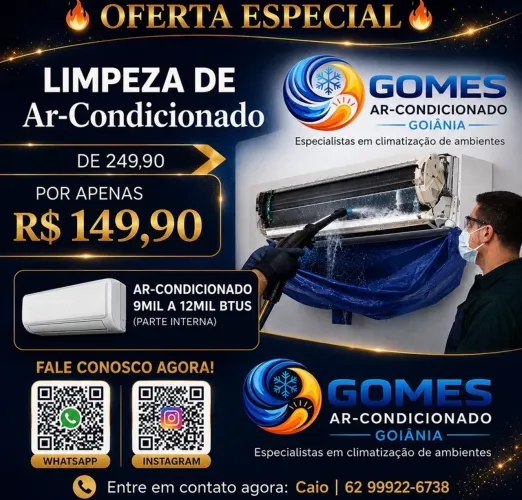 Limpeza e higienização de ar-condicionado $150