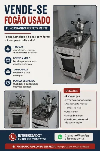 Fogão Esmaltec 4 bocas à venda.