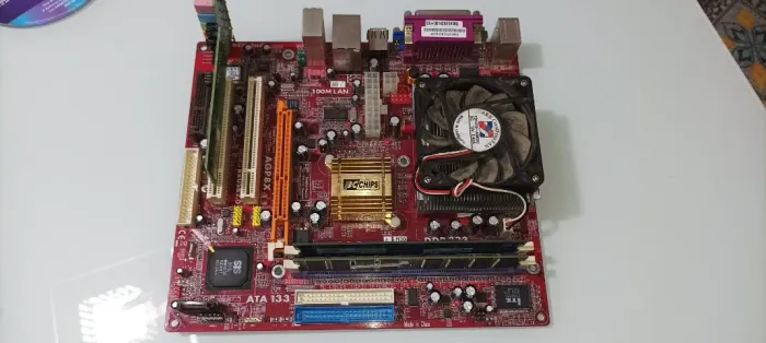 PC ANTIGO - Placa Mae M873G v7.1 Socket 462 + Processador AMD + Cooler + Memoria RAM 2GB