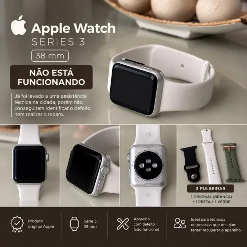 Apple Watch Séries 3 38mm Original - Com Defeito - Para retirada de peças