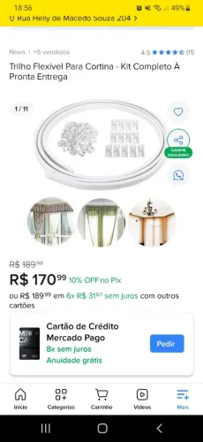 Trilho suíço flexível 4,5m