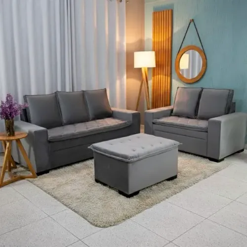 Sofá 3 e 2 lugares França com Puff Novo Pronta Entrega