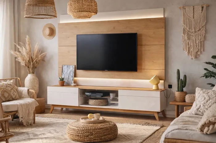 Rack com Painel 1,80 Nature Off White PRONTA ENTREGA
