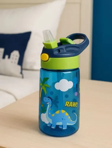 GARRAFINHA DE ÁGUA INFANTIL 450ML | CANUDO RETRÁTIL SILICONE E TAMPA COM TRAVA