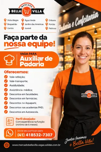 Vaga Auxiliar de Padaria Juvevê