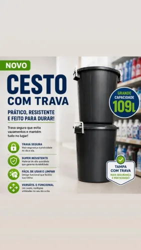 Cesto com trava lateral 109Litros