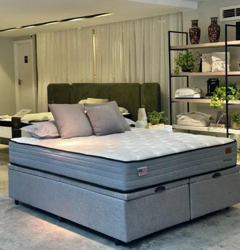 Cama box com baú Mega com colchão Ocean 227