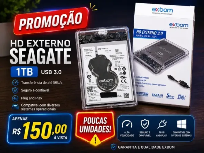 Hd externo seagate 1000Gigas 1 tera Promoção