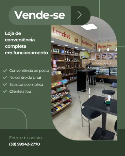 Vende-se Loja de Conveniência no Centro de Unaí-MG