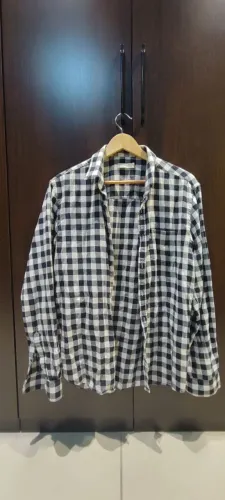 Camisa Xadrez Preta e Branca Foxton Tamanho M