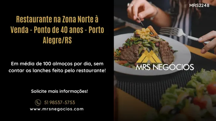 Restaurante na Zona Norte à Venda - Ponto de 40 anos - Porto Alegre/RS