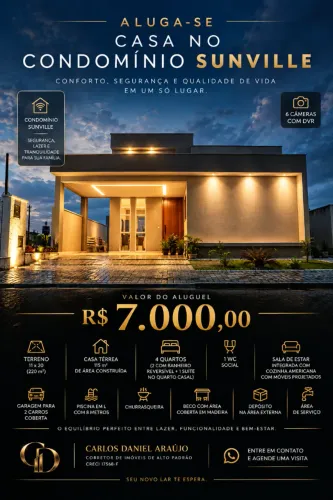 CASA PARA LOCAÇÃO | CONDOMÍNIO SUNVILLE