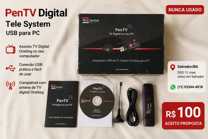 VENDO- PenTV Digital Tele System USB para PC - Nunca Usado