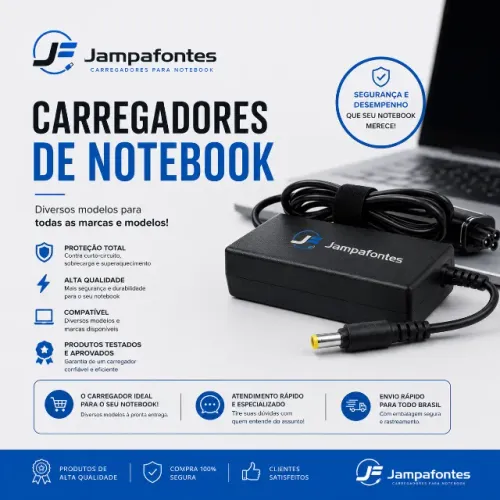 Carregadores / Fontes para Notebook (Dell, Acer, Lenovo, HP, Samsung, etc...)