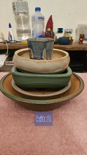 Kit vasos bonsai ceramico 