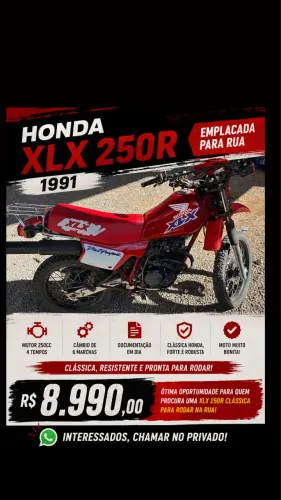 Honda XLX 250 1991 Emplacada