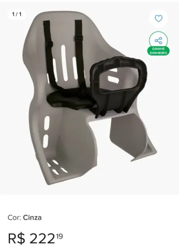 CADEIRINHA INFANTIL TRASEIRA BICICLETA