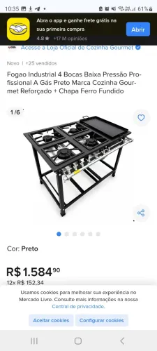Vendo fogão 4 bocas com chapa industrial baixa pressão(progas)