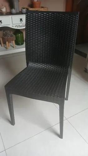 Kit 6 cadeiras Rattan preta