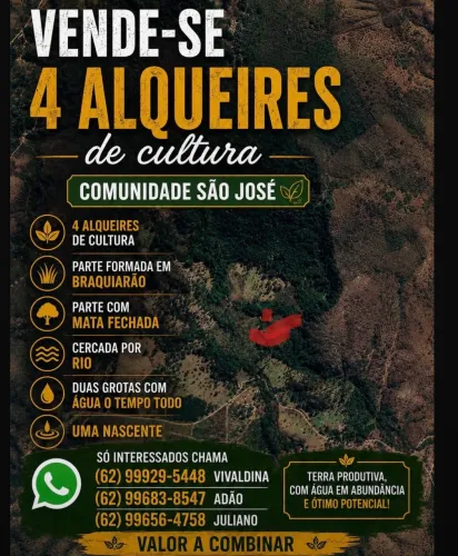 VENDE-SE 4 ALQUEIRES de cultura COMUNIDADE SÃO JOSÉ