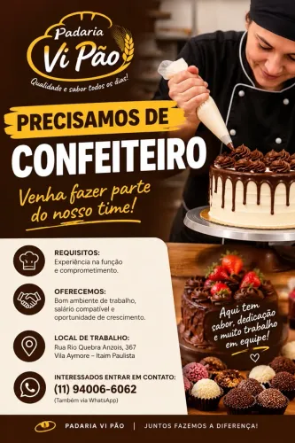 Vaga p confeiteiro em padaria