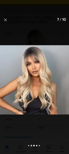 Peruca Loira Ondulada 70 cm Raiz Esfumada Fibra Premium