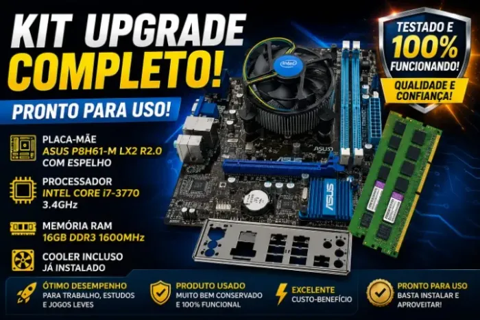 Kit Placa-mãe + i7 + 16GB RAM + Cooler - Pronto para uso
