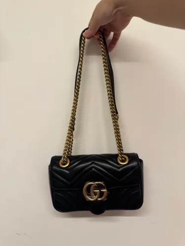 Bolsa couro legítimo preto modelo italiano Gucci
