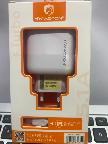 HMaston Y24 Turbo 25 W carregador portátil 2 USB 5.1 A com Cabo USB V8.IPhone tipo C