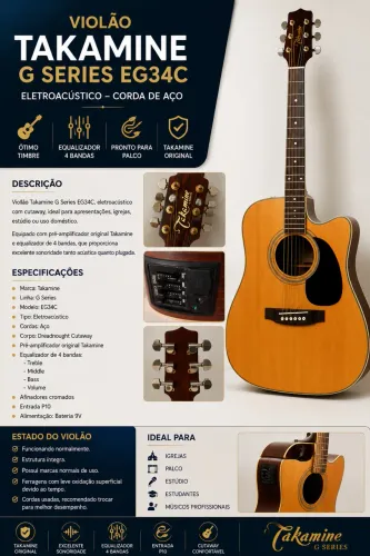 Vendo violão Takamine G Series EG34C