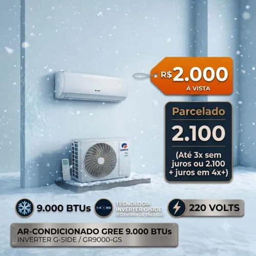 Ar-condicionado GREE 9.000 BTUs Inverter -LACRADO na caixa (ABAIXO DO PREÇO) + Nota Fiscal