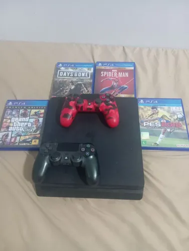 Ps4 slim desbloqueado + jogos mídia física
