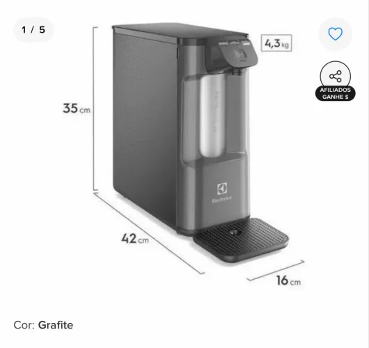 Purificador De Água Natural Fria E Gelada Elet Electrolux