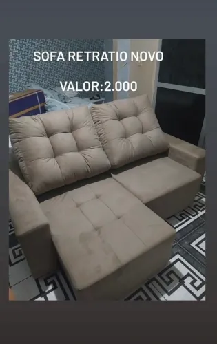 Sofá retrátil bege