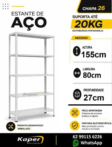 Estante de aço / metal Smart p27 cinza ( produto novo ) Promoção