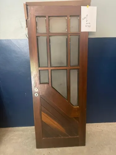 Porta Maciça Canela Com Vidro