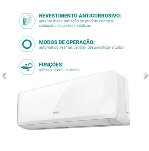 Ar Condicionado Split Philco Hi Wall 9.000 Btu/h Frio Monofásico Branco Pas9ft 220v