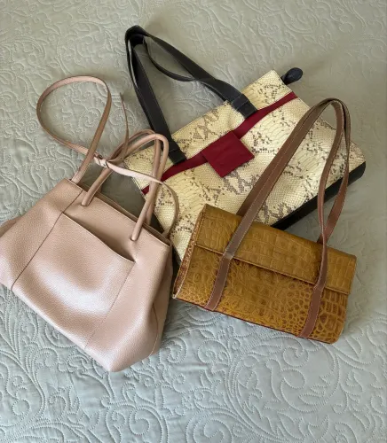 Kit 3 bolsas feminina em couro