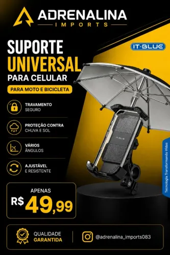 Suporte de celular para moto e bike anti sol e chuva 