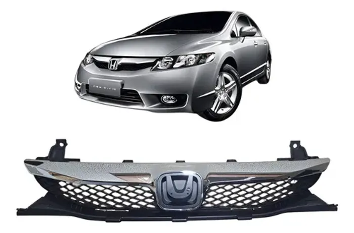 Grade Dianteira Radiador Honda New Civic 2009 2010 2011 Preto Cromado
