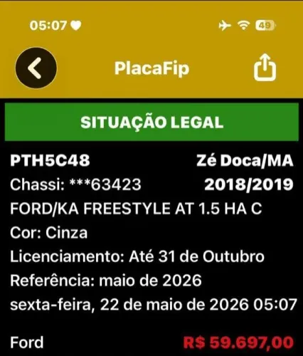 Ford KA 1.5 Freestyle 12V Flex 5P Aut. 2019